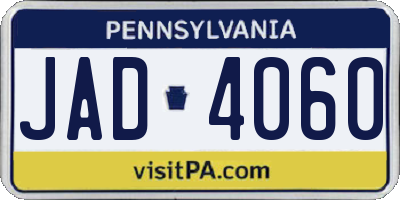 PA license plate JAD4060