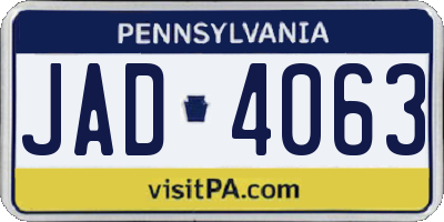 PA license plate JAD4063