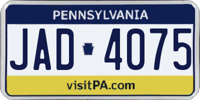 PA license plate JAD4075