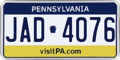 PA license plate JAD4076