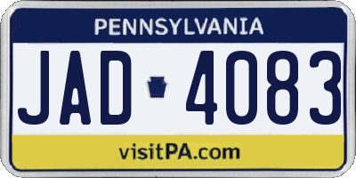 PA license plate JAD4083