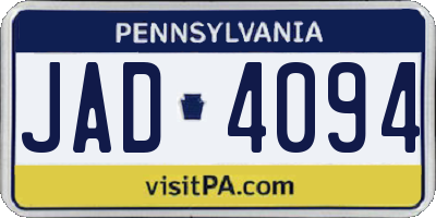 PA license plate JAD4094