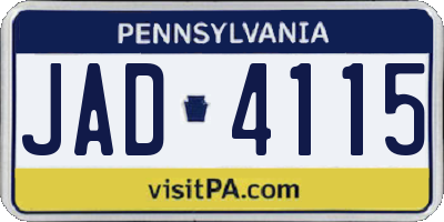 PA license plate JAD4115