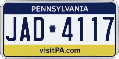 PA license plate JAD4117