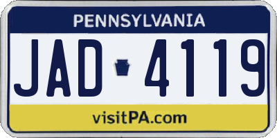 PA license plate JAD4119