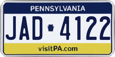 PA license plate JAD4122