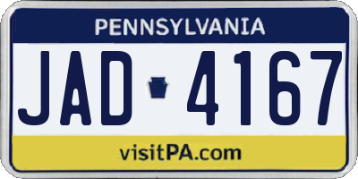 PA license plate JAD4167