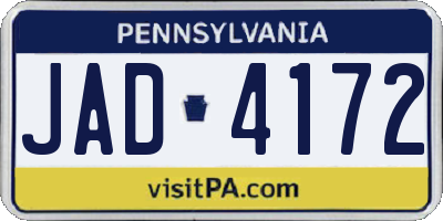 PA license plate JAD4172