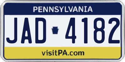 PA license plate JAD4182