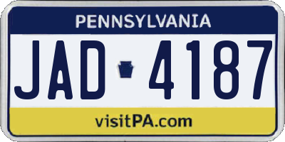 PA license plate JAD4187