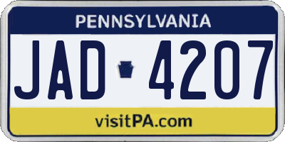 PA license plate JAD4207