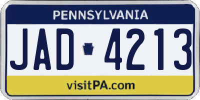 PA license plate JAD4213