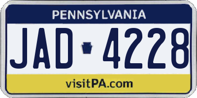 PA license plate JAD4228