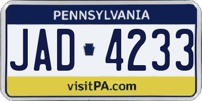PA license plate JAD4233