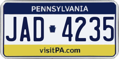 PA license plate JAD4235