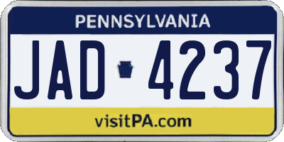 PA license plate JAD4237