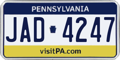 PA license plate JAD4247