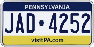 PA license plate JAD4252