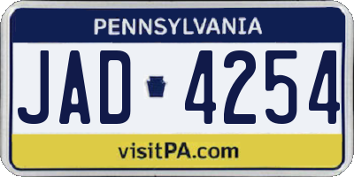 PA license plate JAD4254