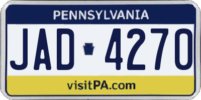 PA license plate JAD4270