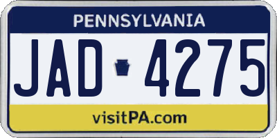 PA license plate JAD4275
