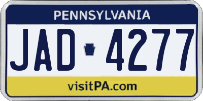 PA license plate JAD4277