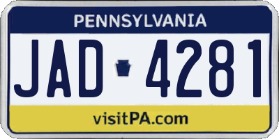 PA license plate JAD4281