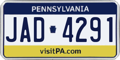 PA license plate JAD4291