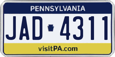 PA license plate JAD4311