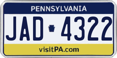 PA license plate JAD4322