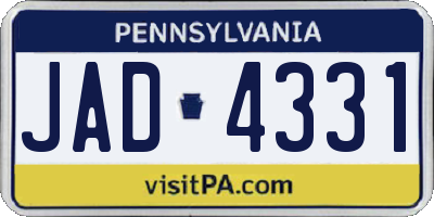 PA license plate JAD4331