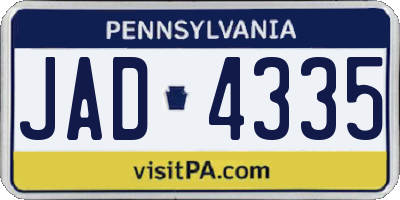 PA license plate JAD4335