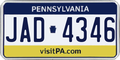 PA license plate JAD4346