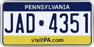 PA license plate JAD4351