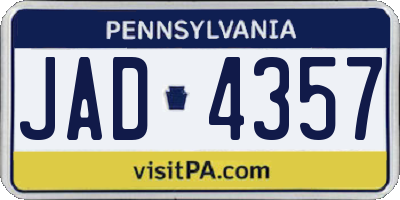 PA license plate JAD4357