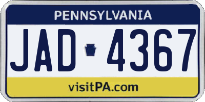 PA license plate JAD4367