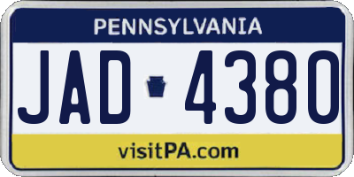 PA license plate JAD4380