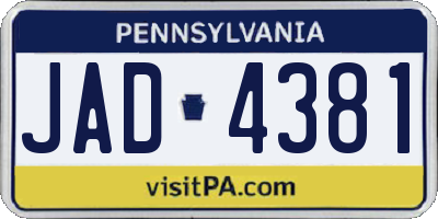 PA license plate JAD4381