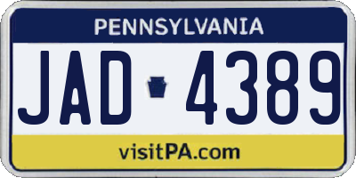 PA license plate JAD4389