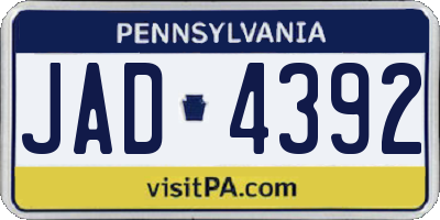 PA license plate JAD4392