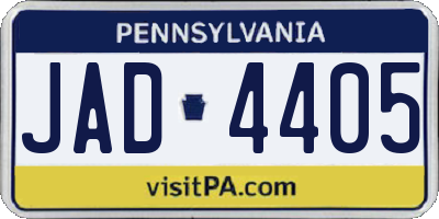 PA license plate JAD4405