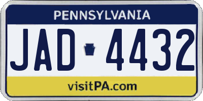 PA license plate JAD4432