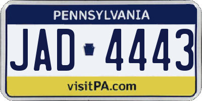 PA license plate JAD4443