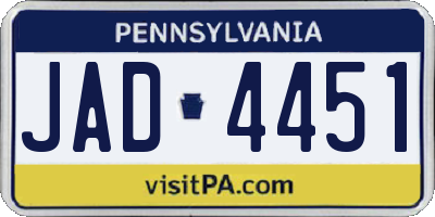 PA license plate JAD4451