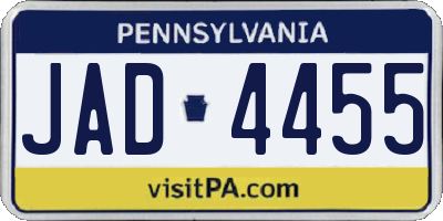 PA license plate JAD4455