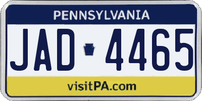 PA license plate JAD4465