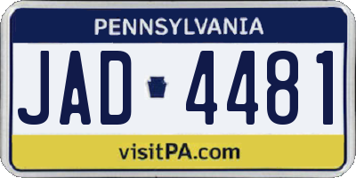 PA license plate JAD4481