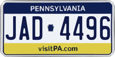PA license plate JAD4496