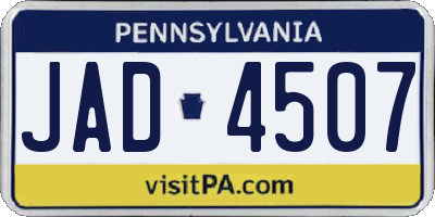 PA license plate JAD4507
