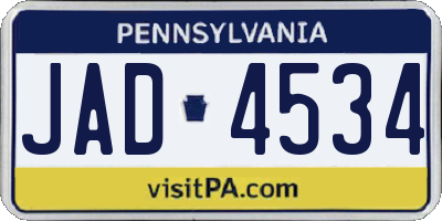 PA license plate JAD4534